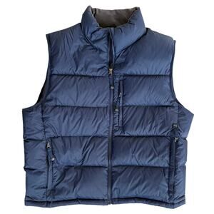 L.L. Bean Navy Blue Full Zip Puffer Vest Goose Down Pockets insulated Warmth-XL